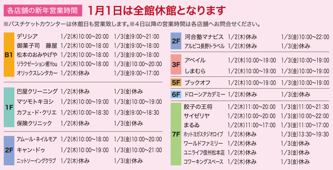 1月1日は全館休館となります